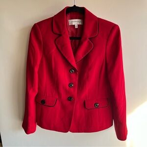 Jones New York Suit Separates Sz 8P 8 Petite Red Black Long Sleeve Blazer EUC